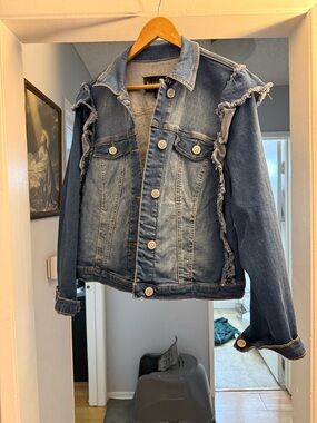 Eloquii Distressed Blue Denim Jean Jacket